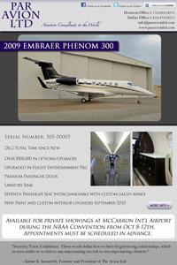 2009 Embraer Phenom 300 by Par Avion on Plane Fax Broadcast